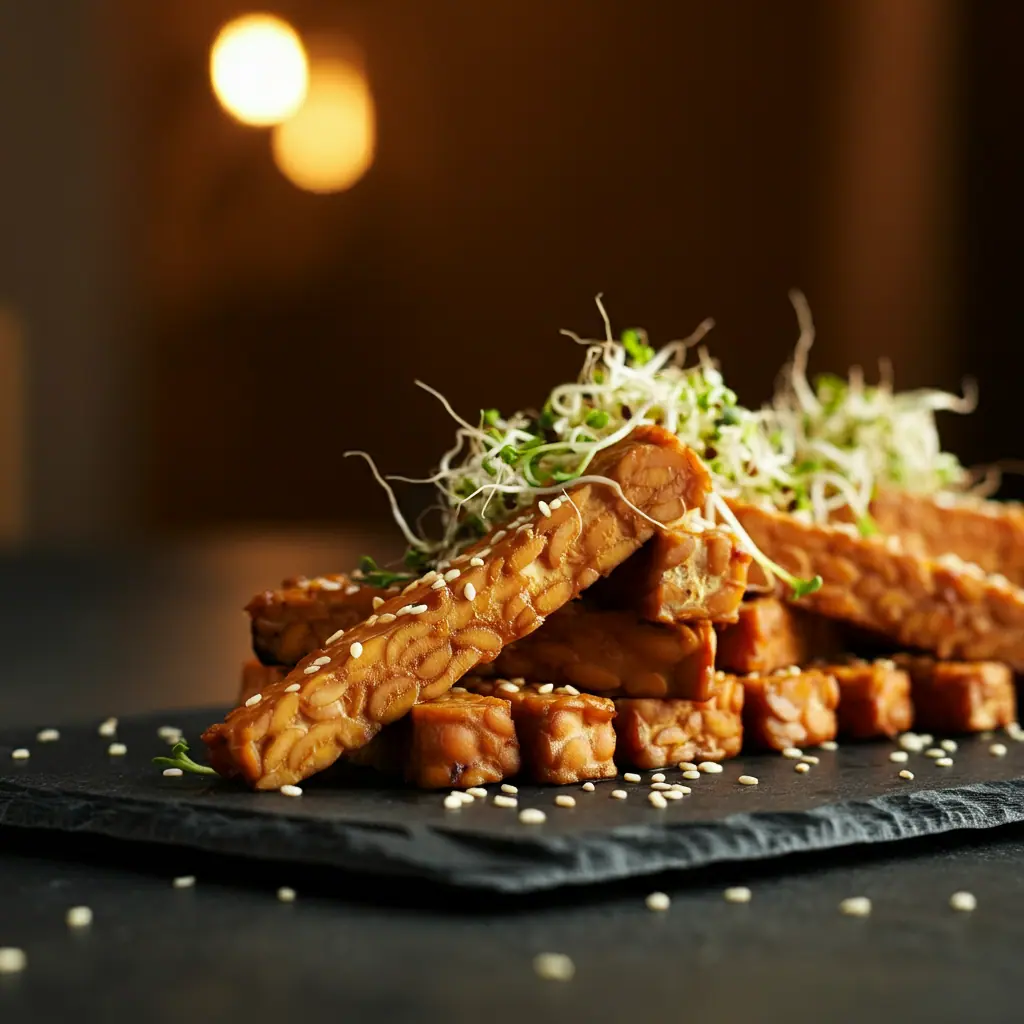 tempeh in a plate; tofu and tempeh