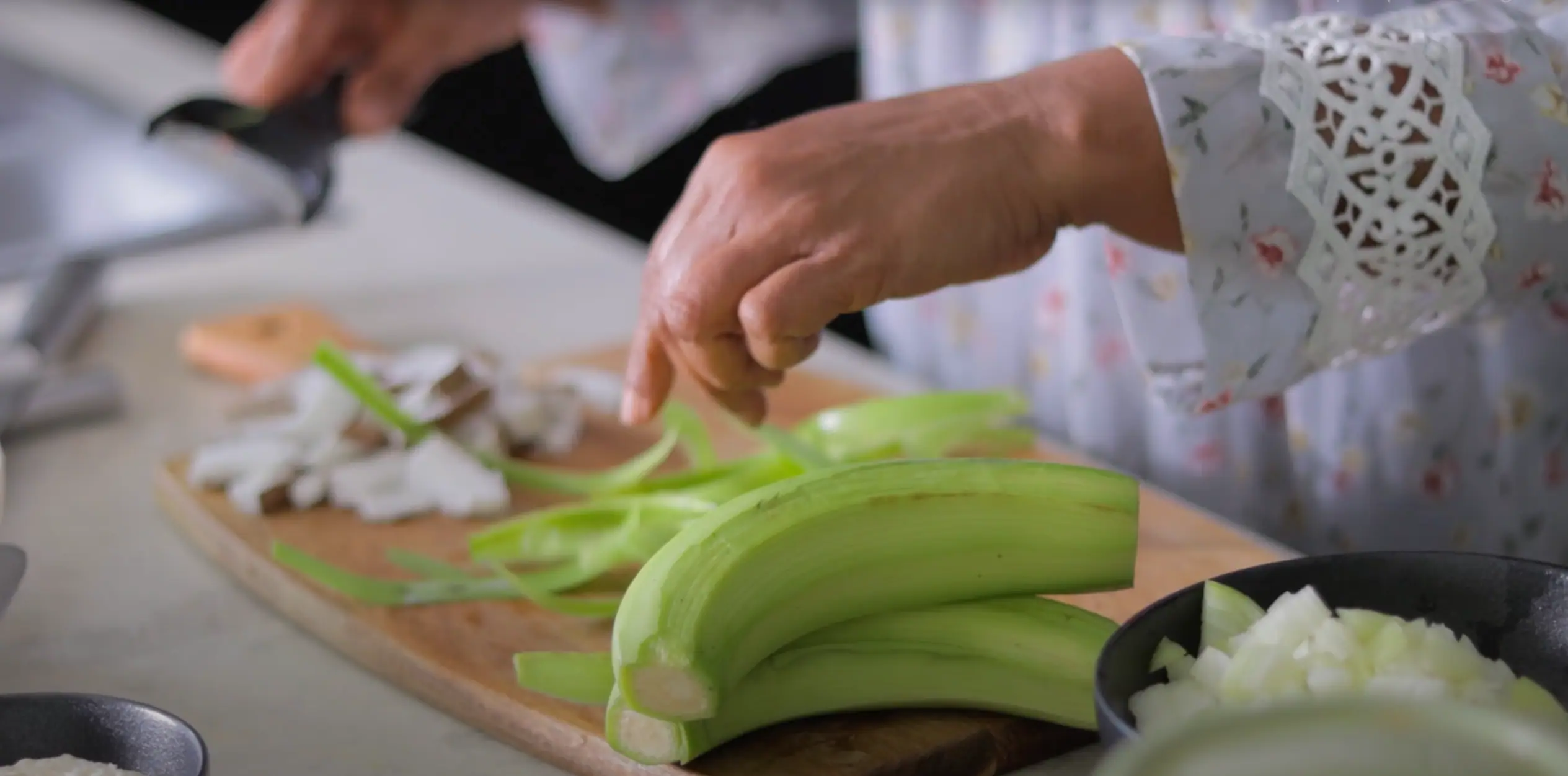 peeling the raw banana or plantain